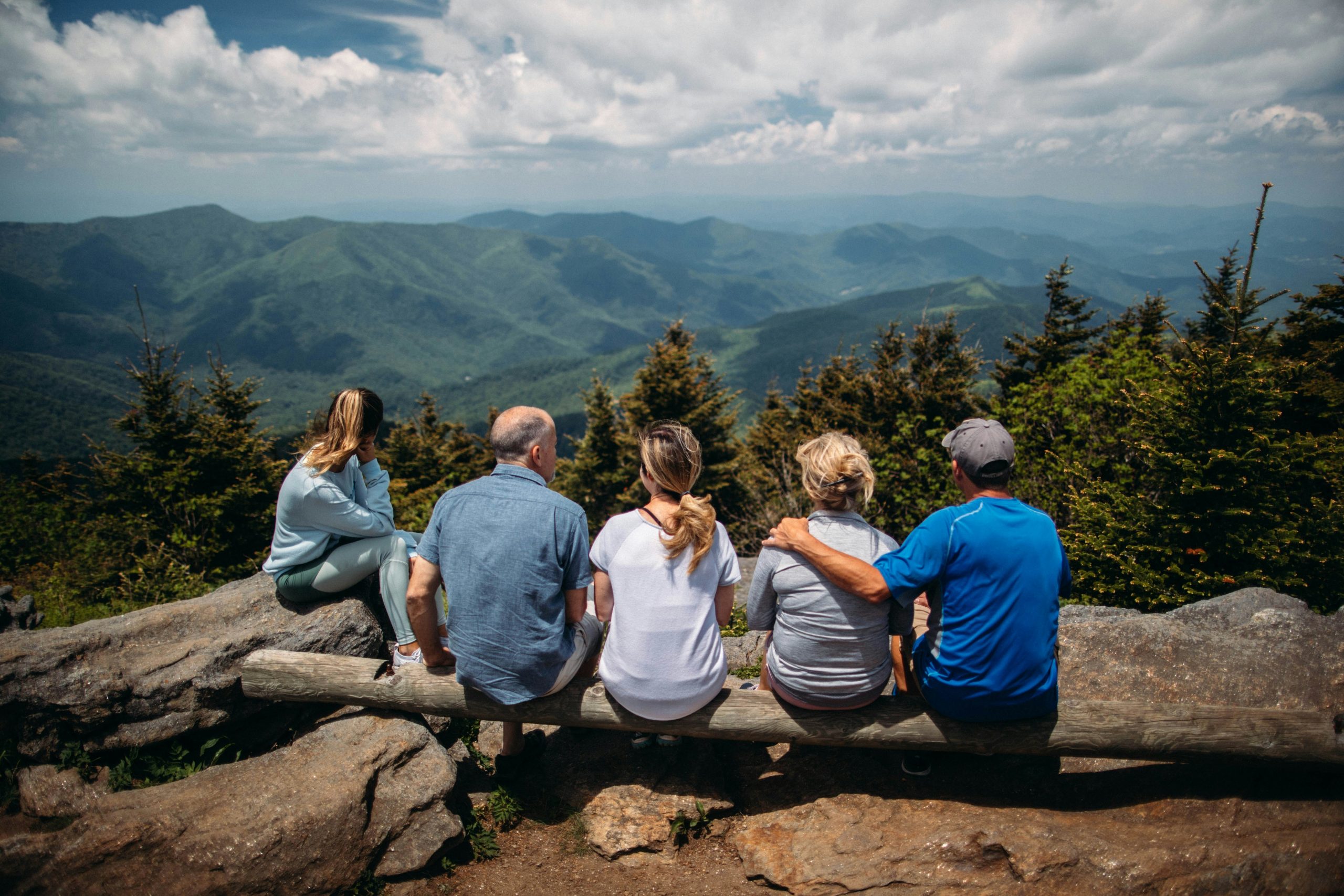 multigenerational family at a mountain top