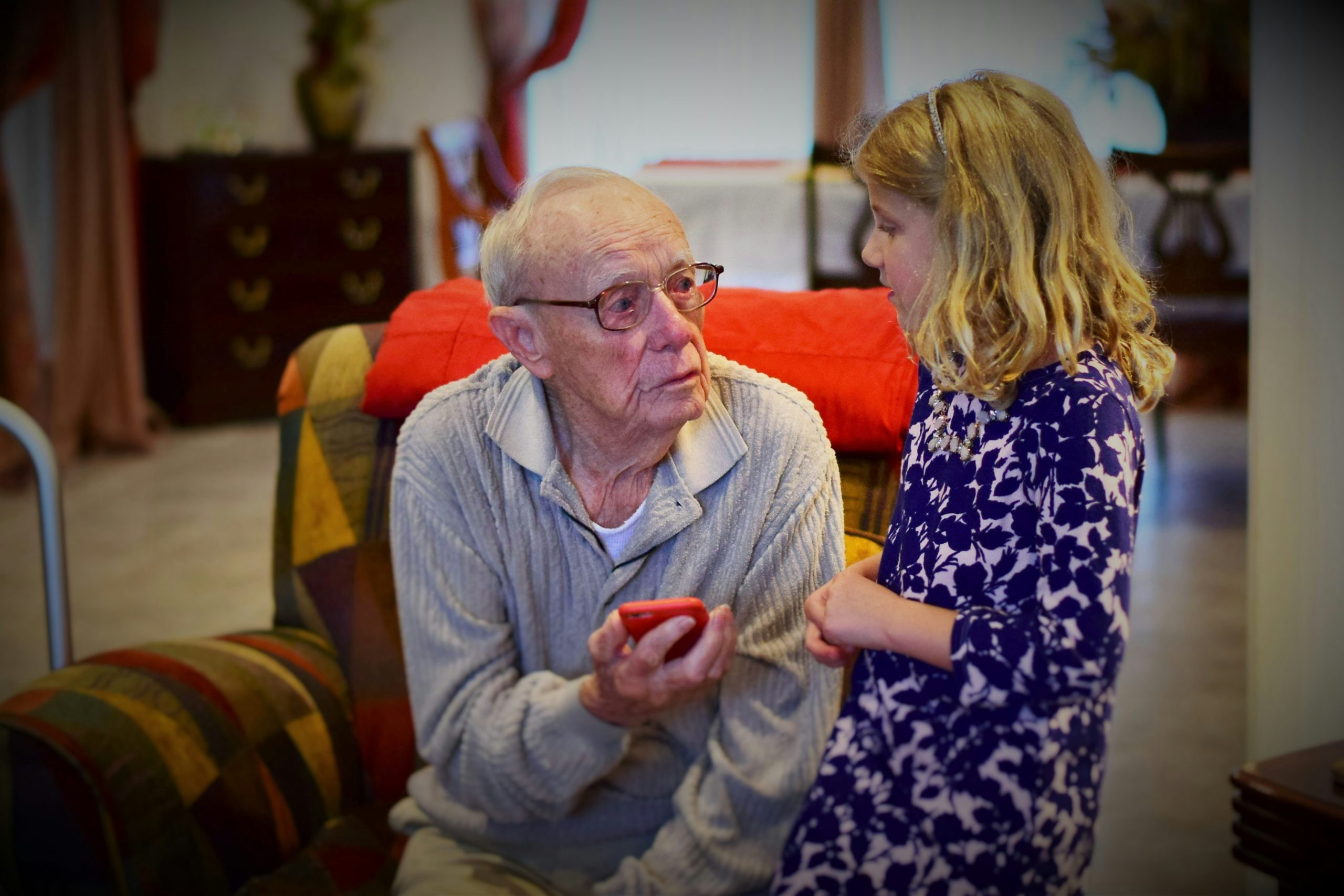 Grandfather with grand-daughter